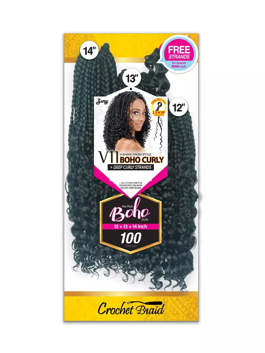 Zury V11 Boho Curly Synthetic Crochet Braid 12/13/14